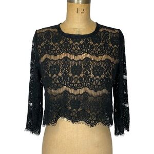 3/$30 Black Lace Cropped Blouse